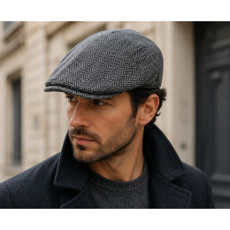 Casquette Plate Noyers Harris Tweed Laine Grise - Fléchet