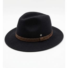 Chapeau Traveller Gianni Cache-Oreilles Feutre Noir avec ruban Marrone - Fléchet
