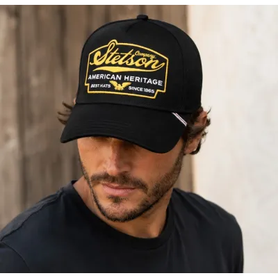 Black Cotton American Legacy Baseball Cap – Stetson, Ref: 24354| Traclet Hat Shop