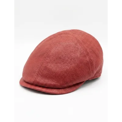 Casquette Plate Cuir Rouge - Hatland
