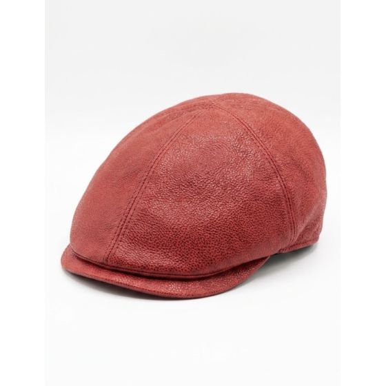Casquette Plate Cuir Rouge - Hatland