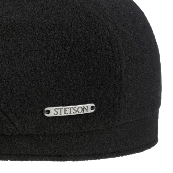 Dylan Black Wool Flat Cap - Stetson