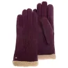Women's Leather & Bordeaux Fur Gloves - Isotoner Reference: 15040