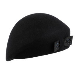Women's Shaped Wool Beret Élise Black - Traclet