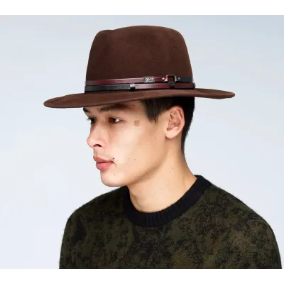 Stedman Brown Wool Felt Fedora Hat - Bailey ref 24461 Chapellerie Traclet