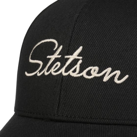 Black Cotton Lettering Baseball Cap - Stetson