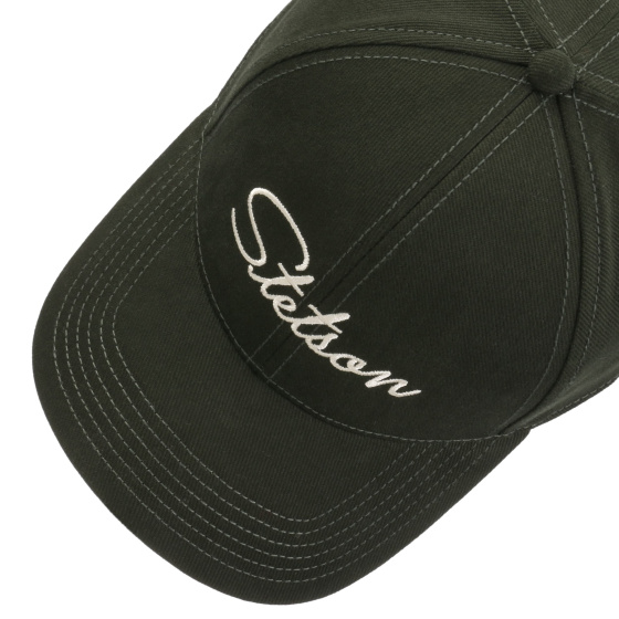 Olive Cotton Lettering Baseball Cap - Stetson