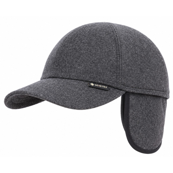 Monaco Gore-Tex Wool Cap with Ear Flaps in Anthracite - Gottmann