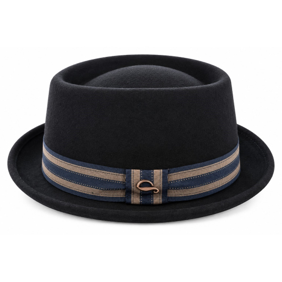 Trouville Black Wool Felt Pork Pie Hat - Göttmann