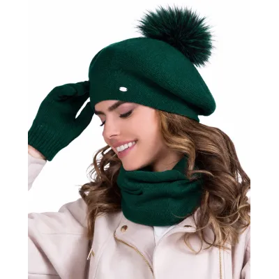 Women's Bella Bottle Green Pompom - Traclet ref 24531 chapellerie Traclet