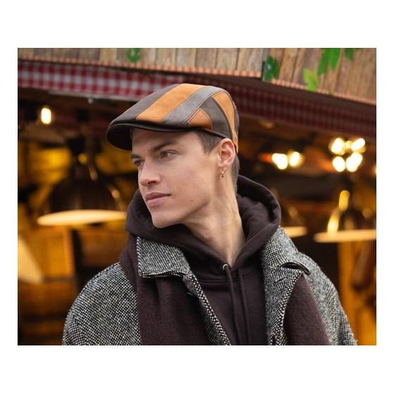 Casquette Plate Chester Patchwork Cuir - Fléchet