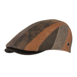 Casquette Plate Chester Patchwork Cuir - Fléchet