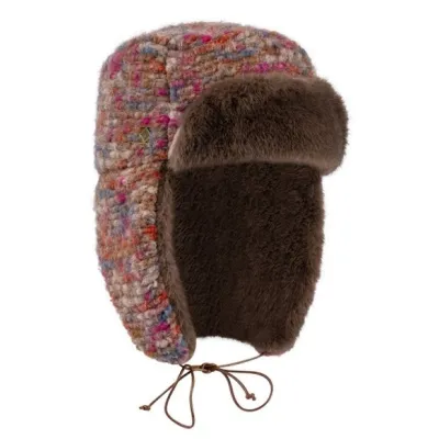 Leaves Heather Brown Wool Bomber Trapper Hat - Traclet Chapellerie Traclet - ref. 24540