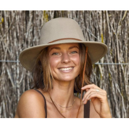 Cheyenne Beige Wool Felt Wide-Brim Hat - Traclet
