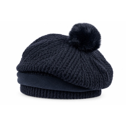 Women's Beret Nelise with Black Pompom - Traclet