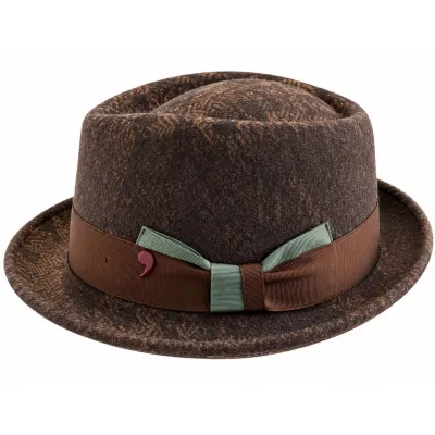 Brown Wool Diamond Pork Pie Hat - Alfonso d'Este, Ref. 24570| Traclet Hat Shop