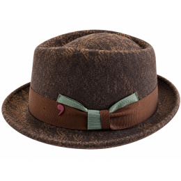 Brown Wool Diamond Pork Pie Hat - Alfonso d'Este