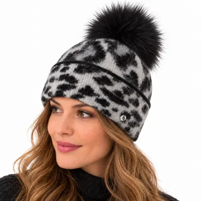 Rozmiar Black Leopard Pom-Pom Beanie - Traclet, Reference: 24603| Chapellerie Traclet