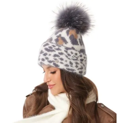 Bonnet à Pompon Rozmiar Léopard Gris & Marron - Traclet