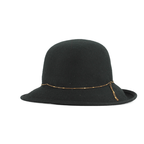 Cabernet Wide-Brim Wool Felt Cloche Hat - Traclet