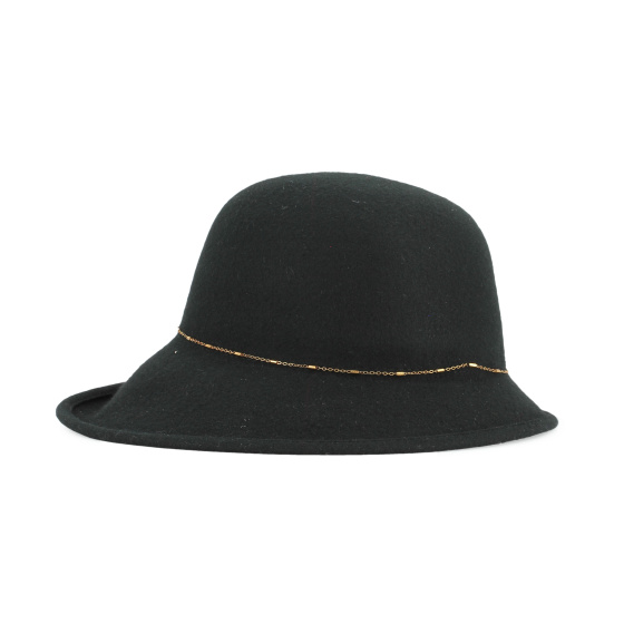 Cabernet Wide-Brim Wool Felt Cloche Hat - Traclet
