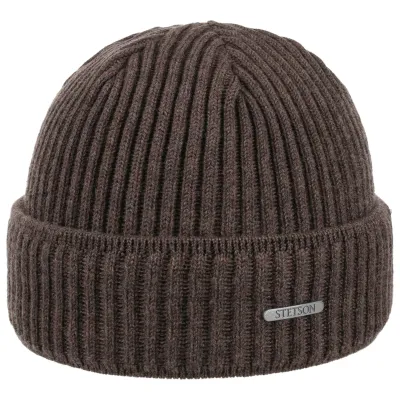 Bonnet Parkman Tricot Laine Marron - Stetson