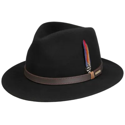 Pitman Black Felt Traveller Hat - Stetson - Traclet Shop, Ref. 24613| Chapellerie Traclet