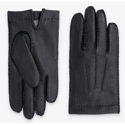 Black Calabre Peccary Cashmere-Lined Gloves - Glove Story Reference: 21027| Chapellerie Traclet