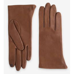 Women's Galia Leather Gloves with Silk Lining Brown - Glove Story