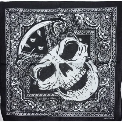 Black Cotton Skull Paisley Bandana - Traclet. Reference: 24622| Traclet Hat Shop