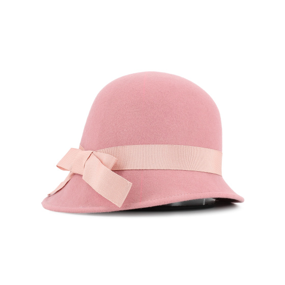 Chapeau cloche feutre rose - made in france