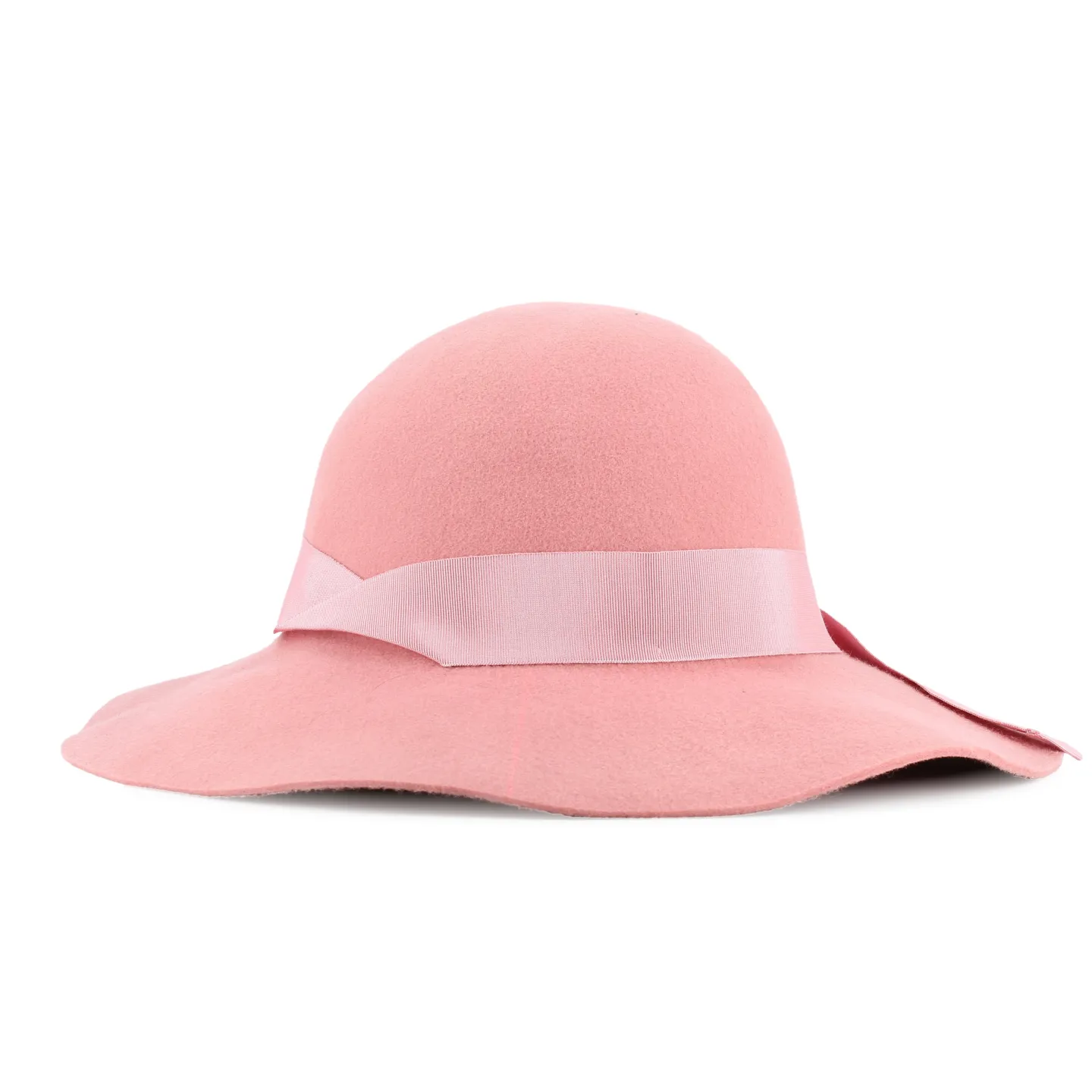 Pink Wool Felt Wide-Brim Hat Made in France - Ref 14637