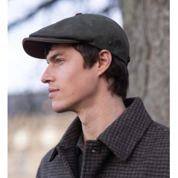 Casquette Plate Basile Cuir Olive - Flechet