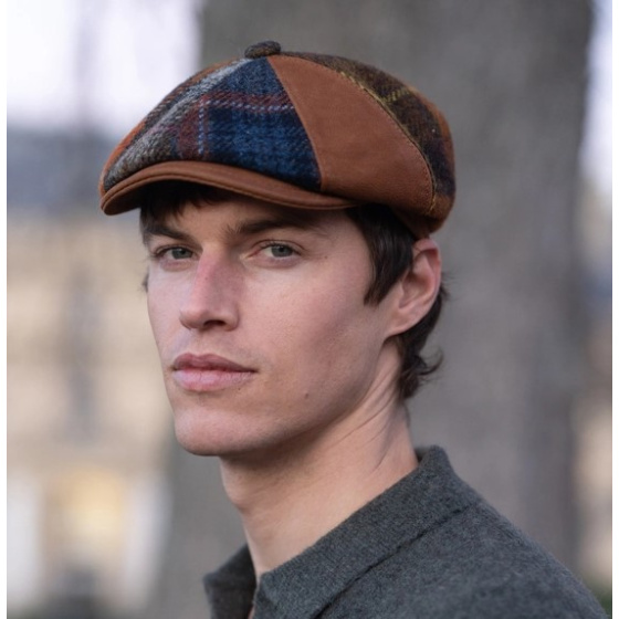 Casquette Irlandaise Chambéon Patchwork Laine & Cuir - Fléchet