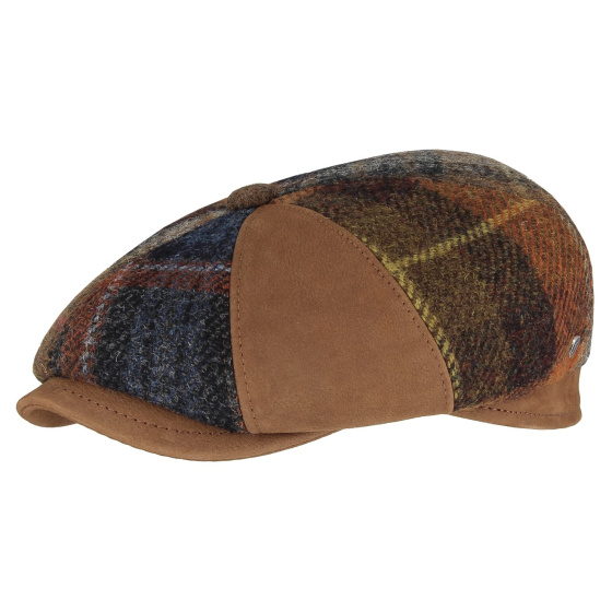 Casquette Irlandaise Chambéon Patchwork Laine & Cuir - Fléchet