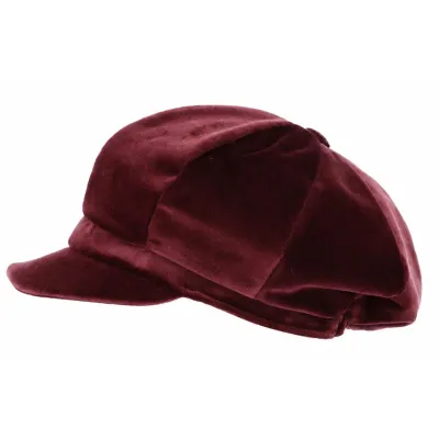 Casquette Gavroche Lucile Velours Lie de vin- Traclet