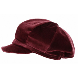 Casquette Gavroche Lucile Velours Lie de vin- Traclet