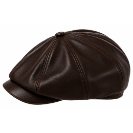 Hatteras Chester Dark Brown Nappa Leather Cap - Traclet