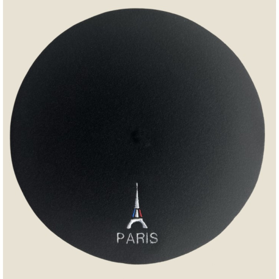 Béret Noir Brodé Tour Eiffel - Le Béret Français