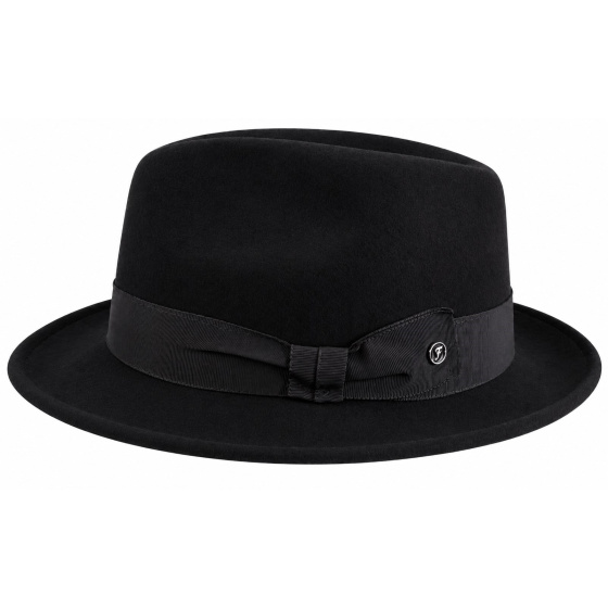 Black Wool Felt Isidore Fedora Hat - Fléchet