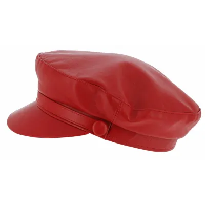Red Leather Stewart Riviera Sailor Cap - Traclet