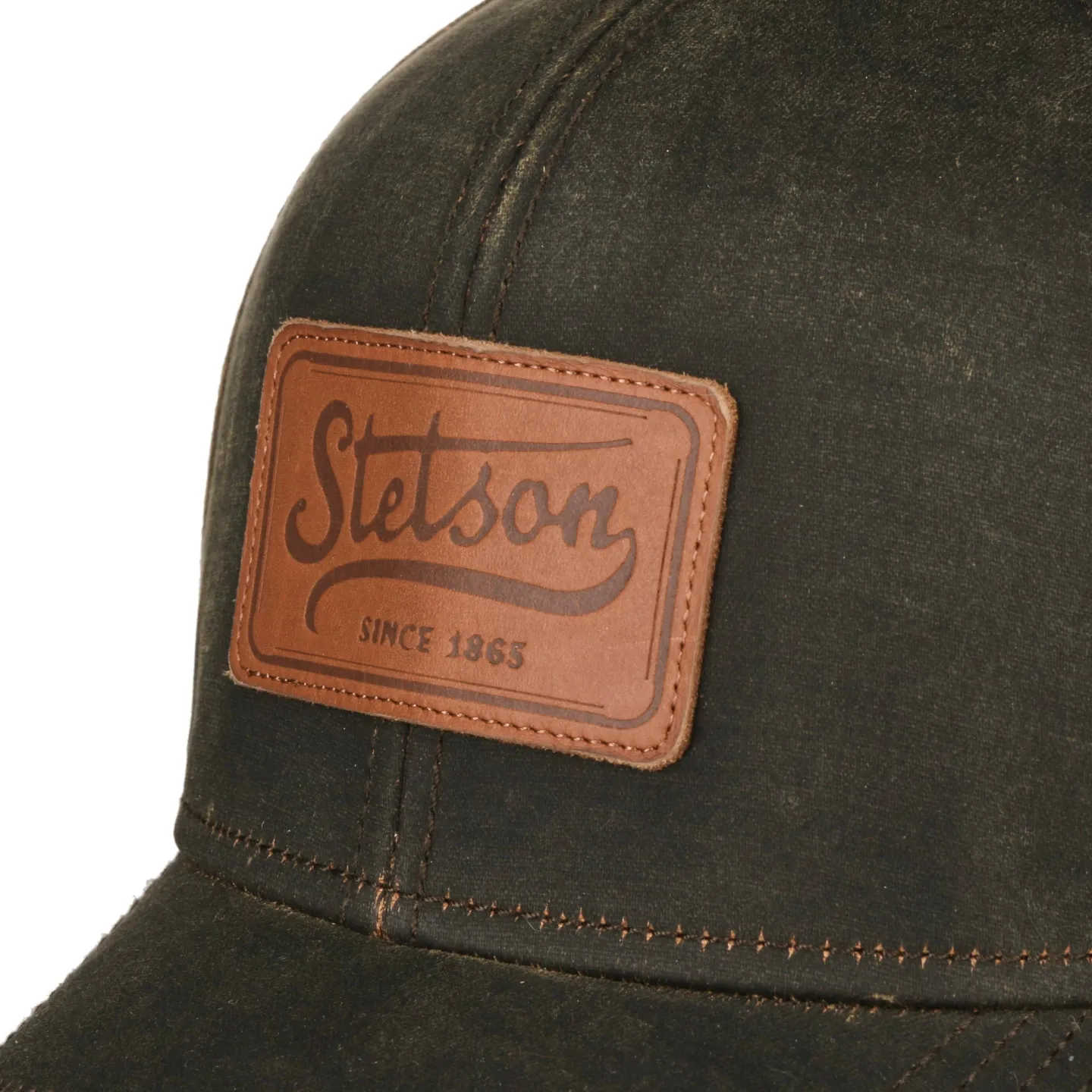 Vintage Brown Leather Patch Baseball Cap - Stetson - ref 23238