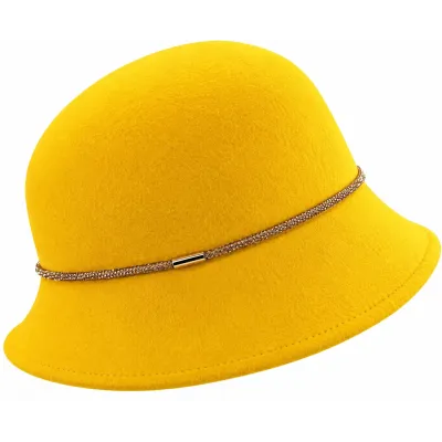 Chapeau Cloche Natalina Feutre Laine Jaune - Traclet