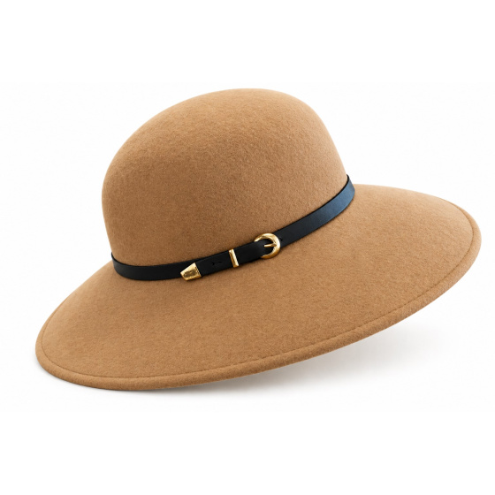 Rachel Beige Wool Felt Wide-Brim Hat - Traclet