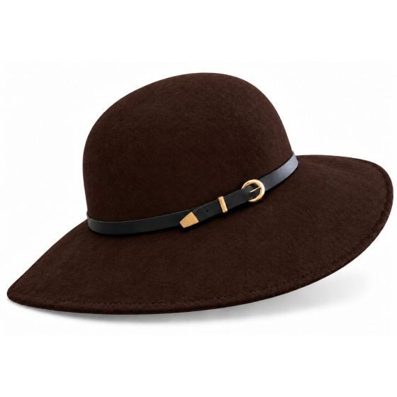 Rachel Brown Wool Felt Wide-Brim Hat - Traclet