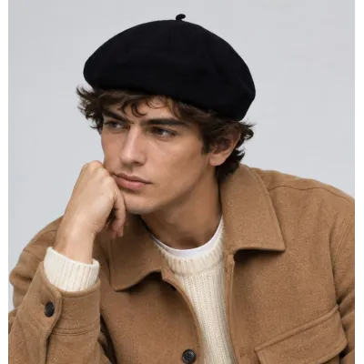 Beret Basque Noir L'authentique Par Laulhère