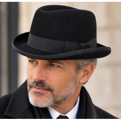 Chapeau Homburg Churchill Feutre Noir – Traclet Reference : 24718| Chapellerie Traclet
