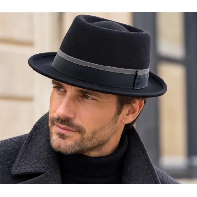 Black Wool Porkpie Hat - Traclet Reference: 17402 | Traclet Hat Shop
