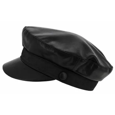 Stewart Black Leather Sailor Cap - Traclet Reference: 7820 | Traclet Hat Shop