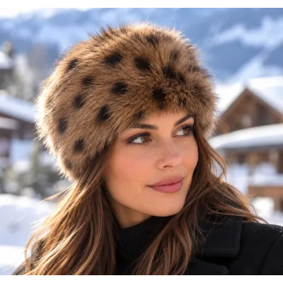 Tennessee Faux Fur White & Black Beanie - Traclet Reference: 10024 | Traclet Hat Shop